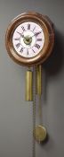 20th century circular beech cased Postman's alarm clock,