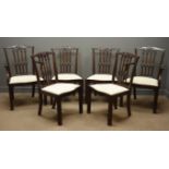 Set six Chippendale style mahogany dining chairs (4+2), upholstered seats,