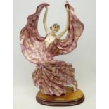 Art Deco style figure of a dancing woman, by Santini on oval plinth,