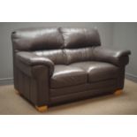 Two seat brown leather sofa, W160cm Condition Report <a href='//www.