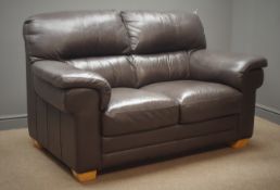 Two seat brown leather sofa, W160cm Condition Report <a href='//www.