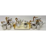 Four piece Picquot ware 'Aladdin' style tea set,