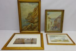 East Coast Village, watercolour signed and dated 1910 by Miles Sharp, Village Scene,
