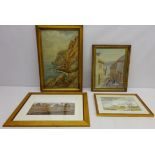 East Coast Village, watercolour signed and dated 1910 by Miles Sharp, Village Scene,