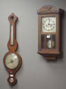 Early 19th century rosewood wheel barometer, silvered engraved dial, with thermometer (H94cm),