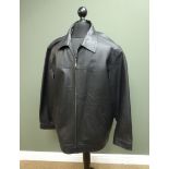 Gents Greenwoods black Leather jacket with red lining,