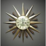 1970s 'Metamec' sunburst wall clock, D58cm Condition Report <a href='//www.
