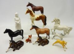 Beswick Skewbald, John Beswick pony, two Beswick Bay foals, fox,