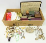 Costume jewellery including East Yorkshire sweetheart brooch, lady's and gent's wristwatches,