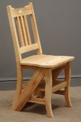 Teak metamorphic library steps/chair, unfinished, H89cm, W44cm,