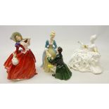 Three Royal Doulton figures comprising 'Antoinette' HN2326,