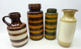 Four large West German vases/ stick stands,