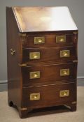 Early 20th century mahogany military style bureau,