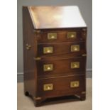 Early 20th century mahogany military style bureau,