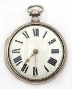 Victorian silver pair cased verge pocket watch by Row of Alton no 23746,