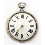 Victorian silver pair cased verge pocket watch by Row of Alton no 23746,