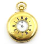 18k gold cased half hunter key wind fob watch,