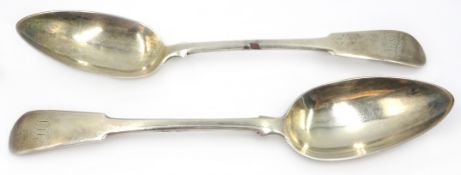 Pair of Georgian silver fiddle pattern tablespoons by Charles Dalgleish Edinburgh 1819 approx 4oz