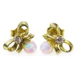 Silver-gilt opal bow ear-rings Condition Report <a href='//www.davidduggleby.