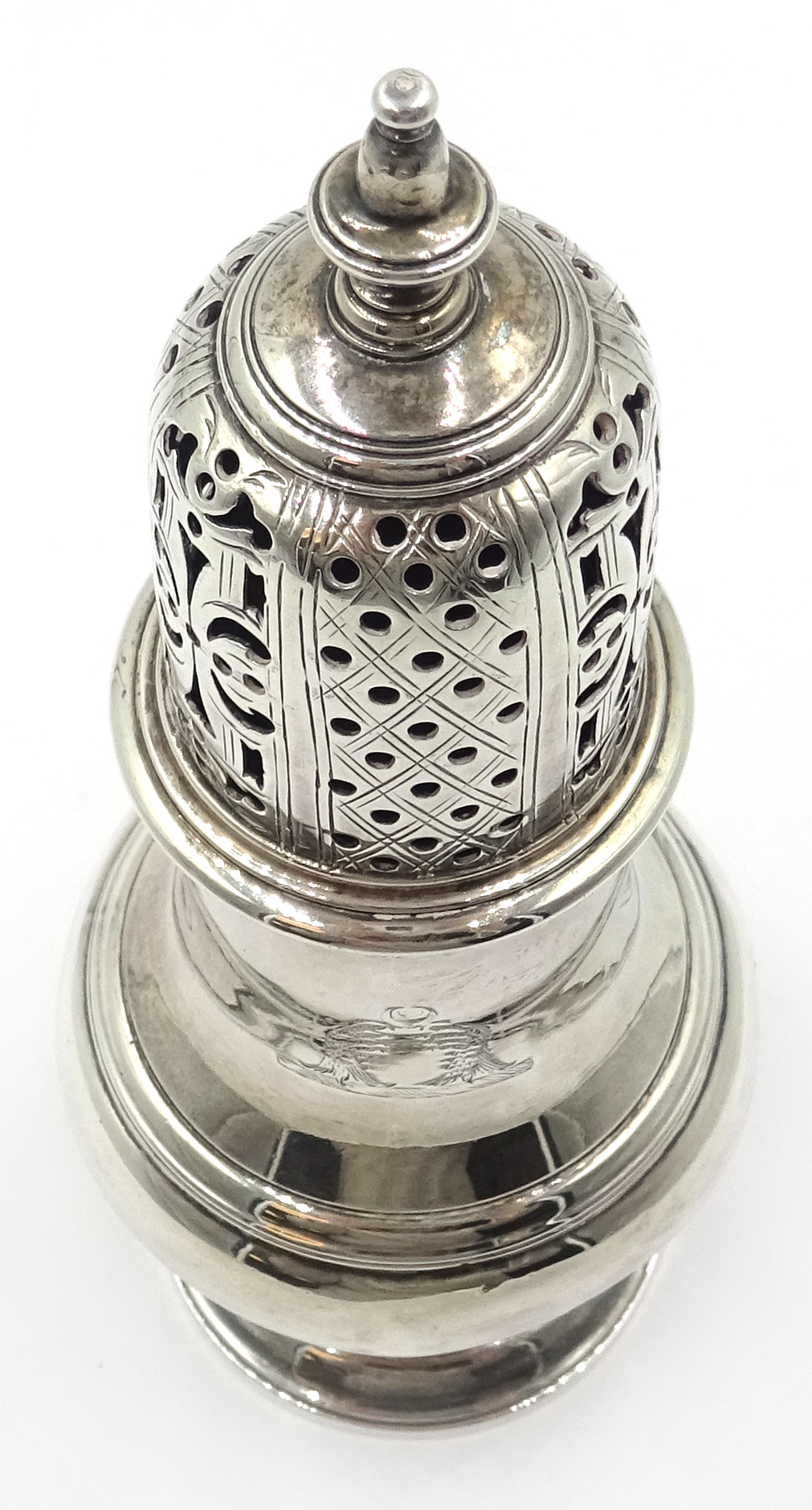 George II silver sugar caster by Samuel Wood London 1757 18cm approx 7oz Condition Report - Image 3 of 4