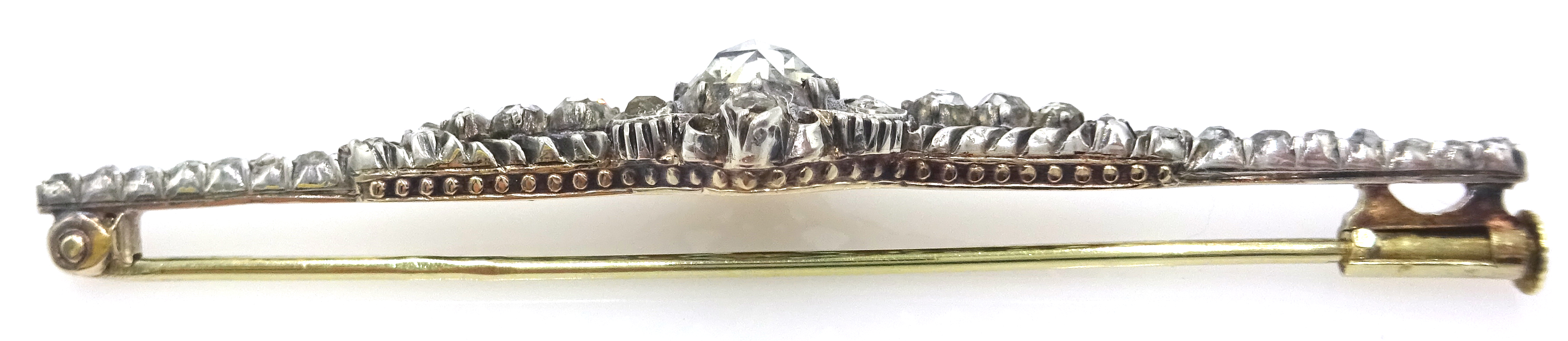 Early 20th century Dutch rose cut diamond 14ct brooch hallmarked 6cm Condition Report - Image 2 of 3