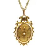 Continental 14ct gold (tested) locket pendant, set with a pearl,