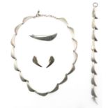 Danish silver suite of jewellery - necklace, pair ear-rings,