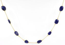 Silver-gilt (tested) faceted sapphire necklace Condition Report <a href='//www.