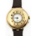 9ct rose gold half hunter wristwatch London 1922 diameter 3.