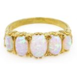 Silver-gilt five stone opal ring, stamped SIL Condition Report <a href='//www.