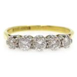Five stone diamond ring stamped 18ct plat Condition Report size 0 2.