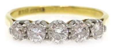 Five stone diamond ring stamped 18ct plat Condition Report size 0 2.