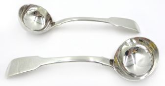 Pair of Georgian silver fiddle pattern sauce ladles by Jonathan Hayne London 1826 approx 4.