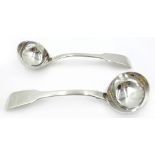 Pair of Georgian silver fiddle pattern sauce ladles by Jonathan Hayne London 1826 approx 4.