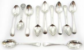 Set of six Georgian silver tea spoons by William Bateman London 1818 and five others approx 7oz