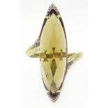 9ct gold (tested) smoky quartz and diamond ring Condition Report Approx 4.