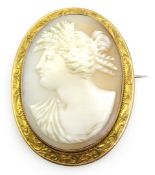 Cameo brooch in scrolled 9ct gold surround stamped 9ct 5cm Condition Report <a