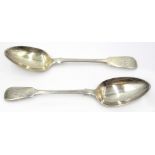 Pair of Georgian silver fiddle pattern tablespoons by Joseph & Albert Savory London 1836 approx 5oz