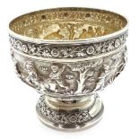 Indian silver pedestal bowl (no marks) diameter 11.