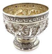 Indian silver pedestal bowl (no marks) diameter 11.