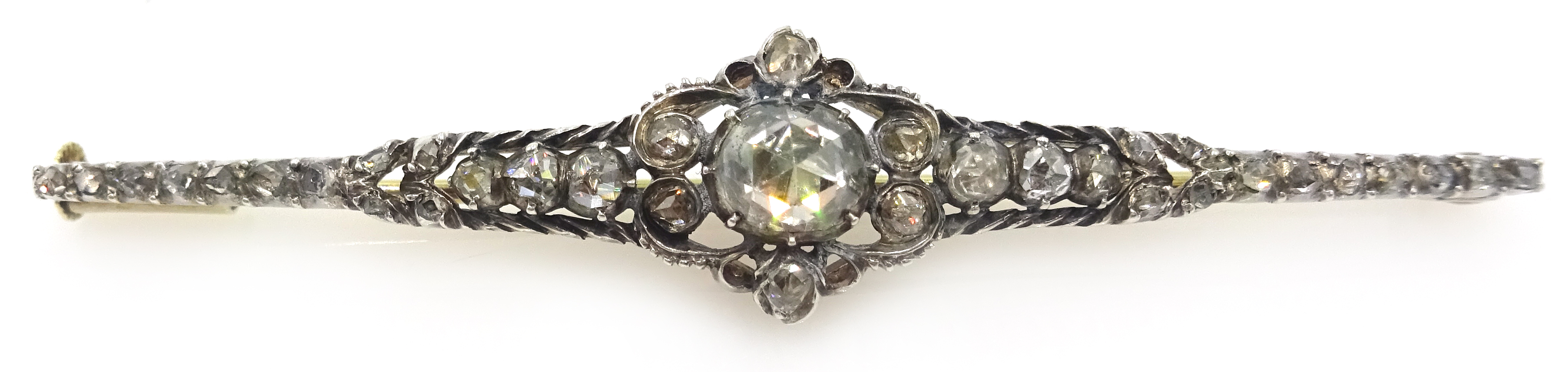 Early 20th century Dutch rose cut diamond 14ct brooch hallmarked 6cm Condition Report