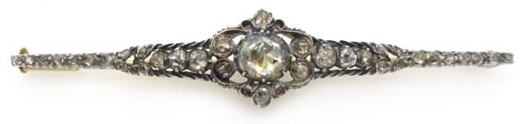 Early 20th century Dutch rose cut diamond 14ct brooch hallmarked 6cm Condition Report