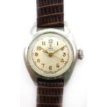 Tudor (Rolex) Oyster stainless steel wristwatch no 35157 895 circa 1940's on brown lizard strap