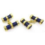 Pair of silver-gilt lapis lazuli cuff-links,