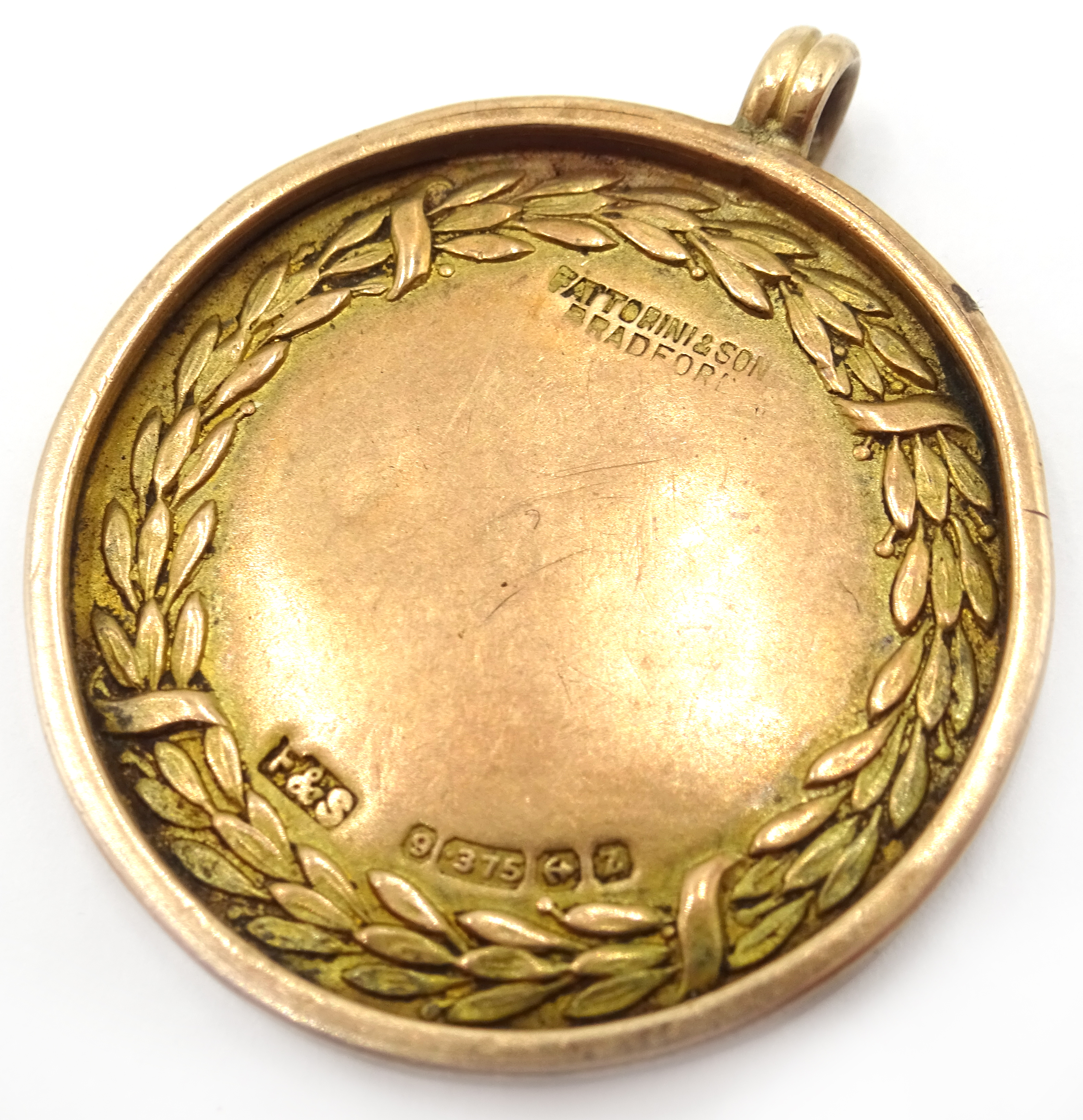 9ct gold 1925 Scarborough and District football medal by Fattorini and an Arts and Crafts silver - Image 3 of 5