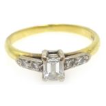 Baguette and round diamond 18ct gold ring hallmarked Condition Report 2gm<a