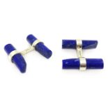 Pair of silver lapis lazuli cuff-links stamped 925 Condition Report <a