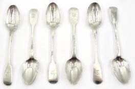 Set of six Victorian silver teaspoons London 1855 approx 5oz Condition Report