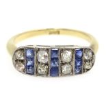 Art Deco sapphire and diamond ring stamped 18ct Condition Report 2.