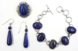 Silver lapis lazuli bracelet stamped 925,